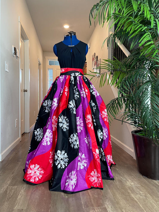 Bold Ankara High-Waist African Print Skirt – Handmade with Vibrant Wax Fabric/KM130