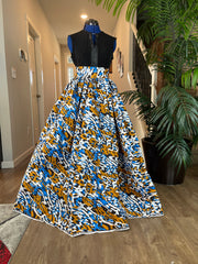 Bold Ankara High-Waist African Print Skirt – Handmade with Vibrant Wax Fabric/White Skirt