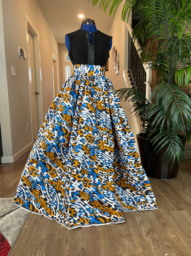 Bold Ankara High-Waist African Print Skirt – Handmade with Vibrant Wax Fabric/White Skirt
