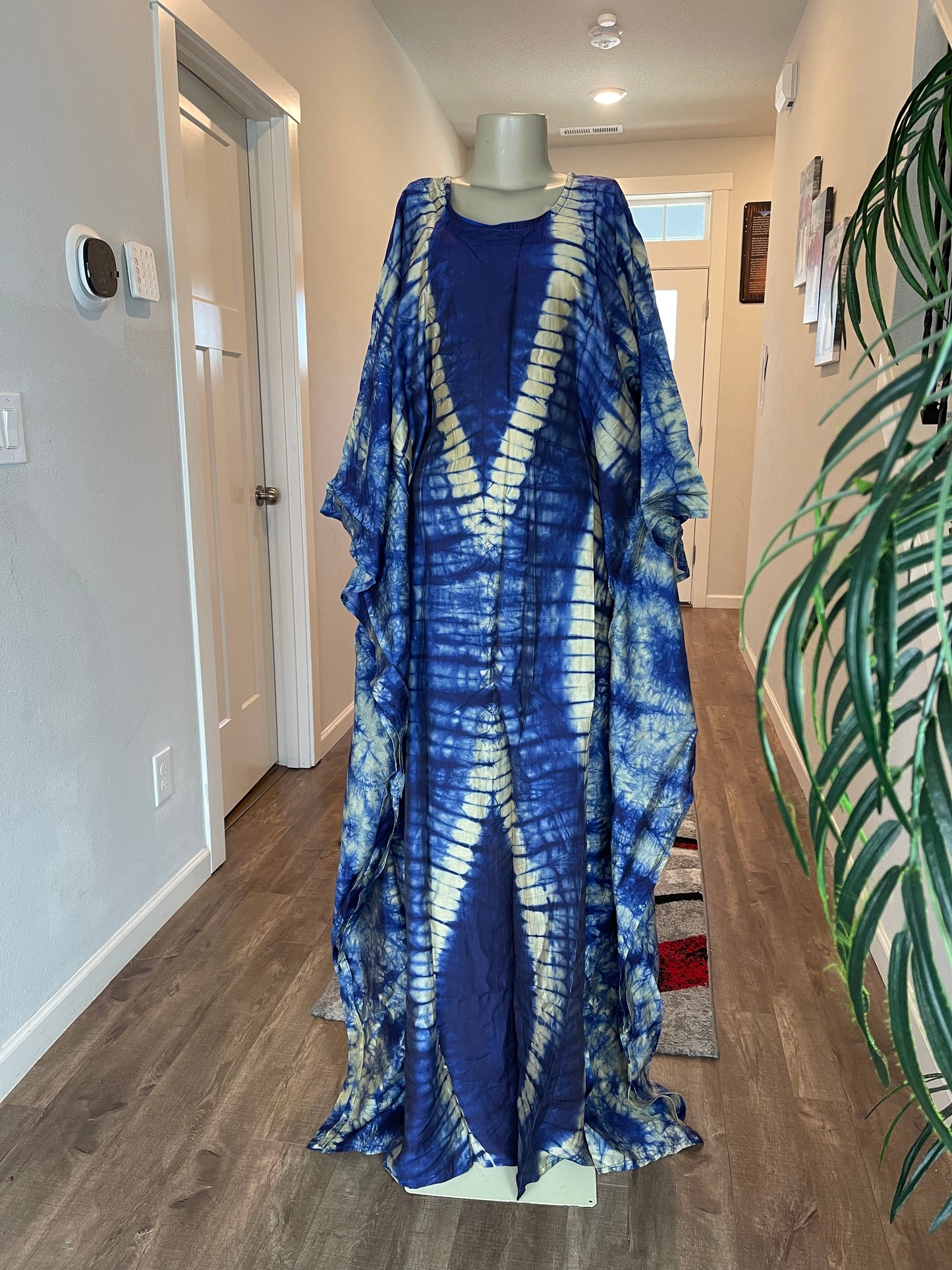 African Silk Kaftan /Plus Size Dress/Resort Dress/African Clothing/Blue