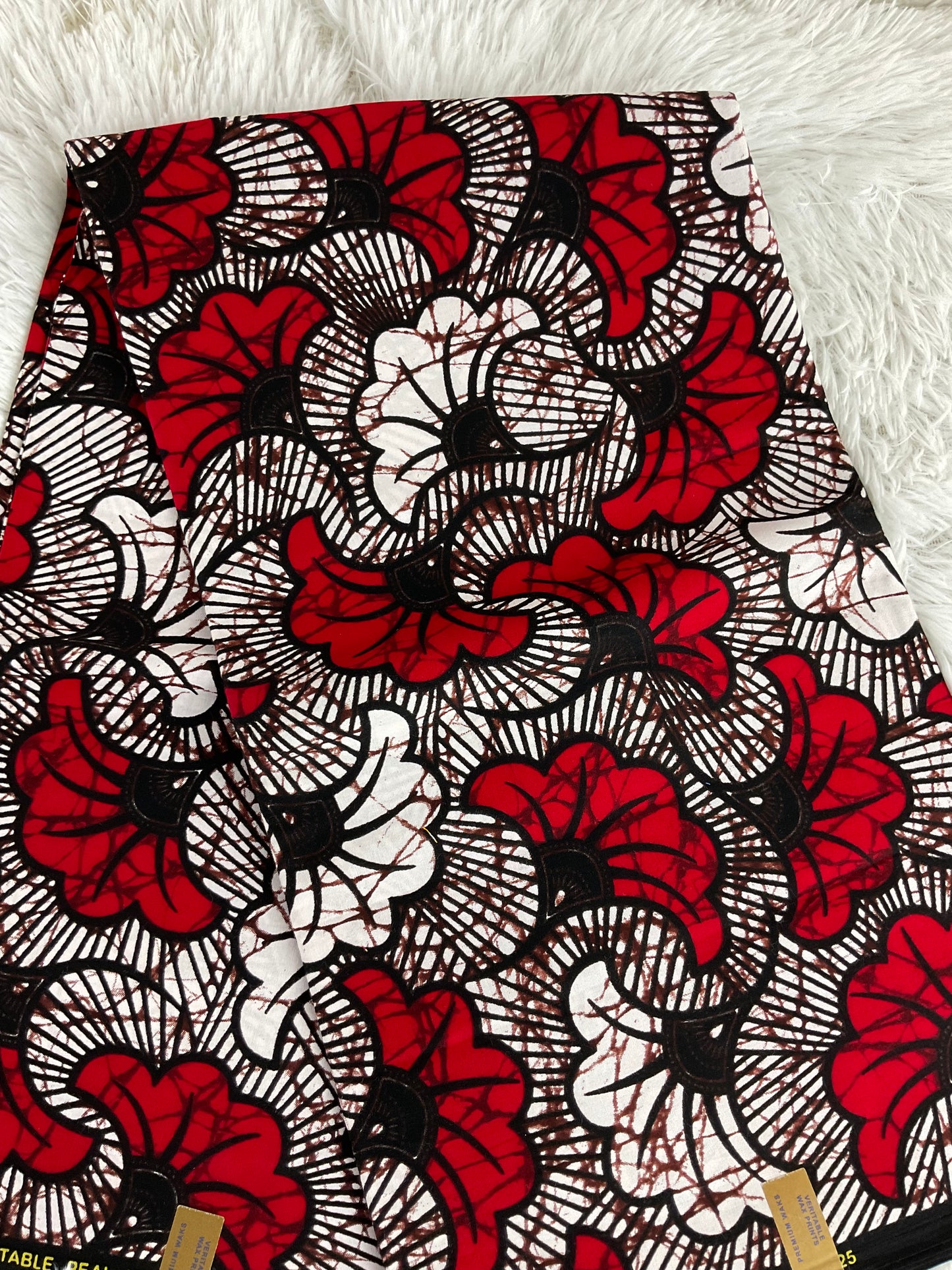White and Red African fabric/Ankara fabric/ Danshiki/Danshiki fabric/African print/KM80