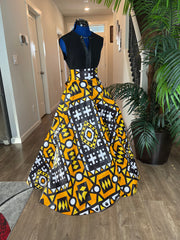 Orange Black and White African Skirt/African Clothing For Women/Ankara Skirt.QT16