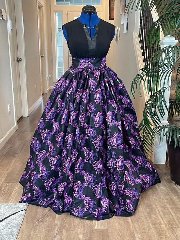 Purple and Pink Floral African Skirt/African Clothing For Women/Ankara Skirt.QT7