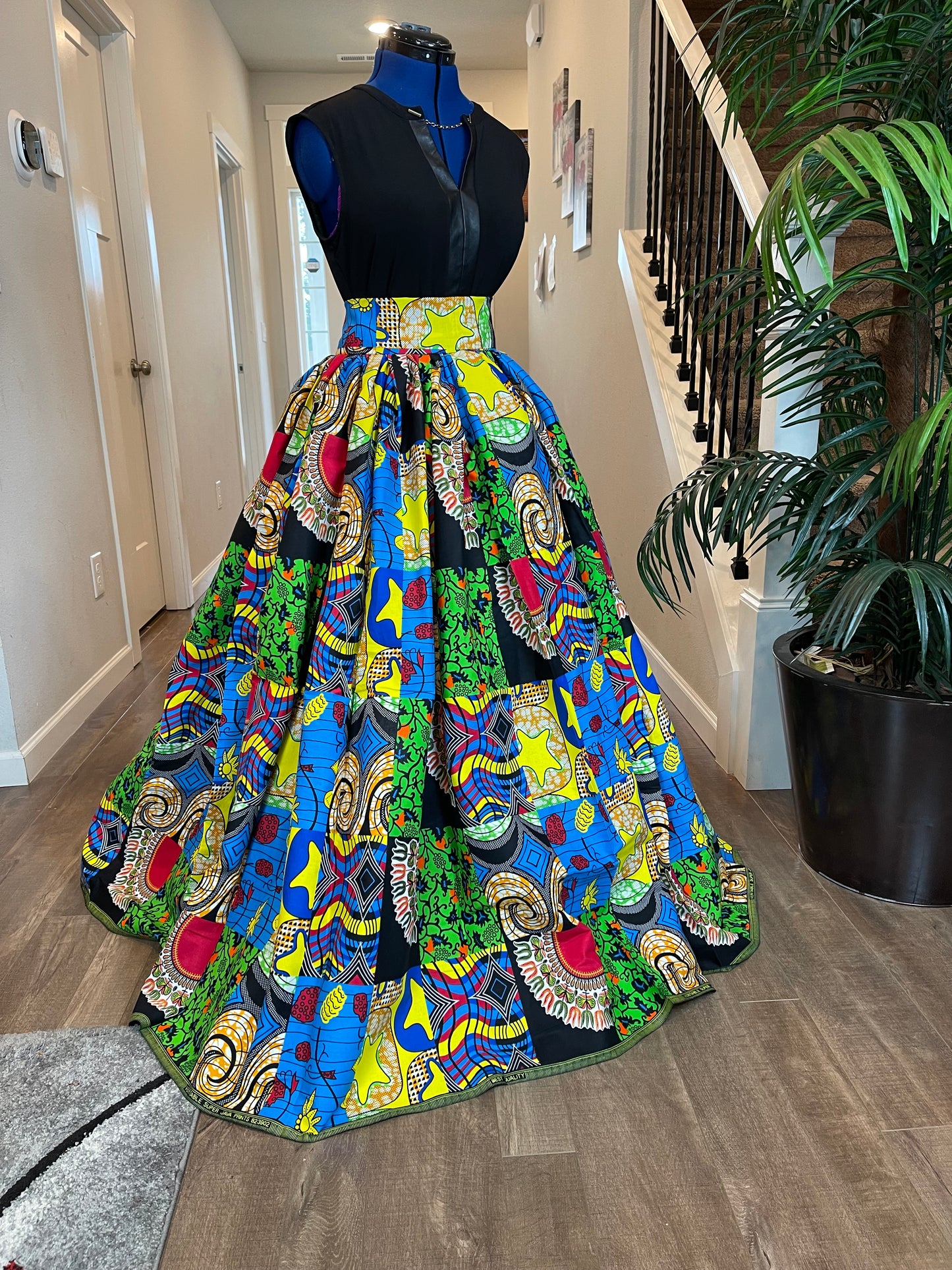 Green Red Blue African Skirt/Ankara Skirt/Boho Skirt/VA15