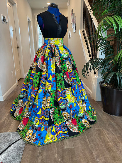 Green Red Blue African Skirt/Ankara Skirt/Boho Skirt/VA15