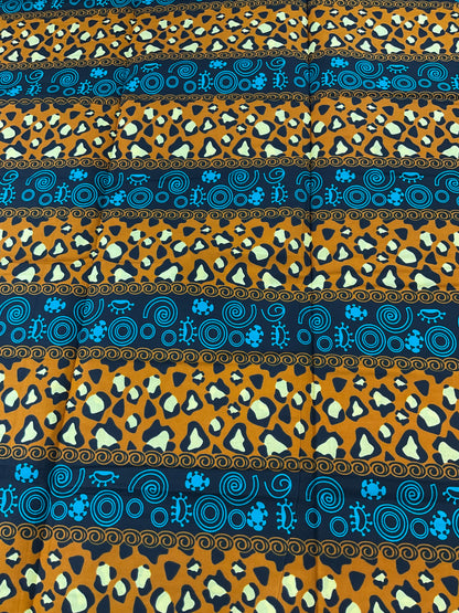 African fabric/Ankara fabric/Ankara fabric/KM109/African Print/African Wax/Teal and Brown Ankara