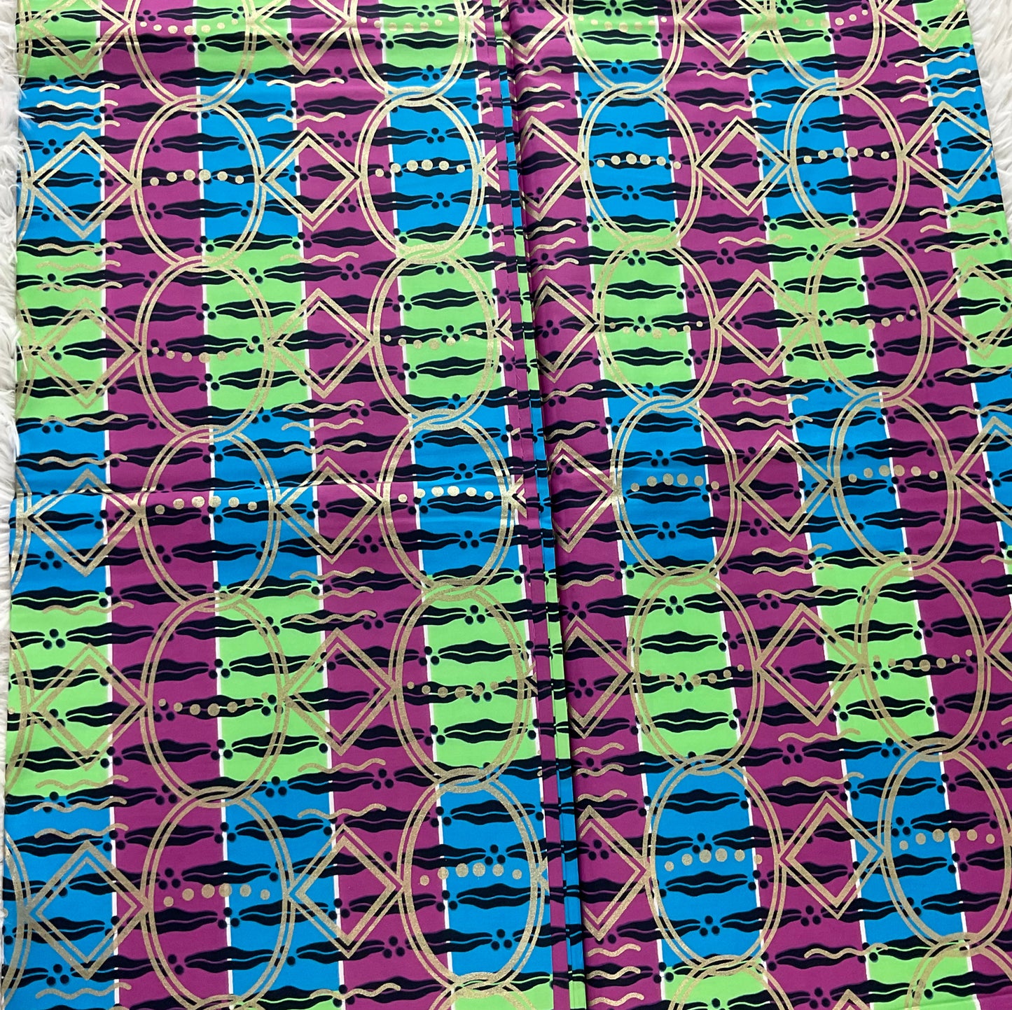 African fabric/Ankara-Green Pink Blue With Silver Embellishedment/African Wax Print/KM10/