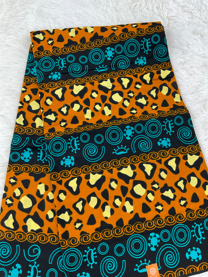 African fabric/Ankara fabric/Ankara fabric/KM109/African Print/African Wax/Teal and Brown Ankara