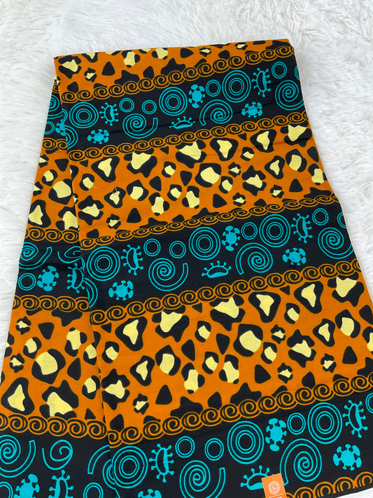 African fabric/Ankara fabric/Ankara fabric/KM109/African Print/African Wax/Teal and Brown Ankara