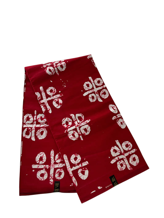 African Print Fabric/Ankara Print 6 Yards/By The Yard/Red White Fabric/KM10k