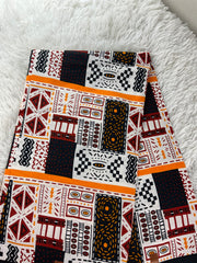 White and Brown African Fabric/Ankara Fabric/African Wax Print/KM57Q/