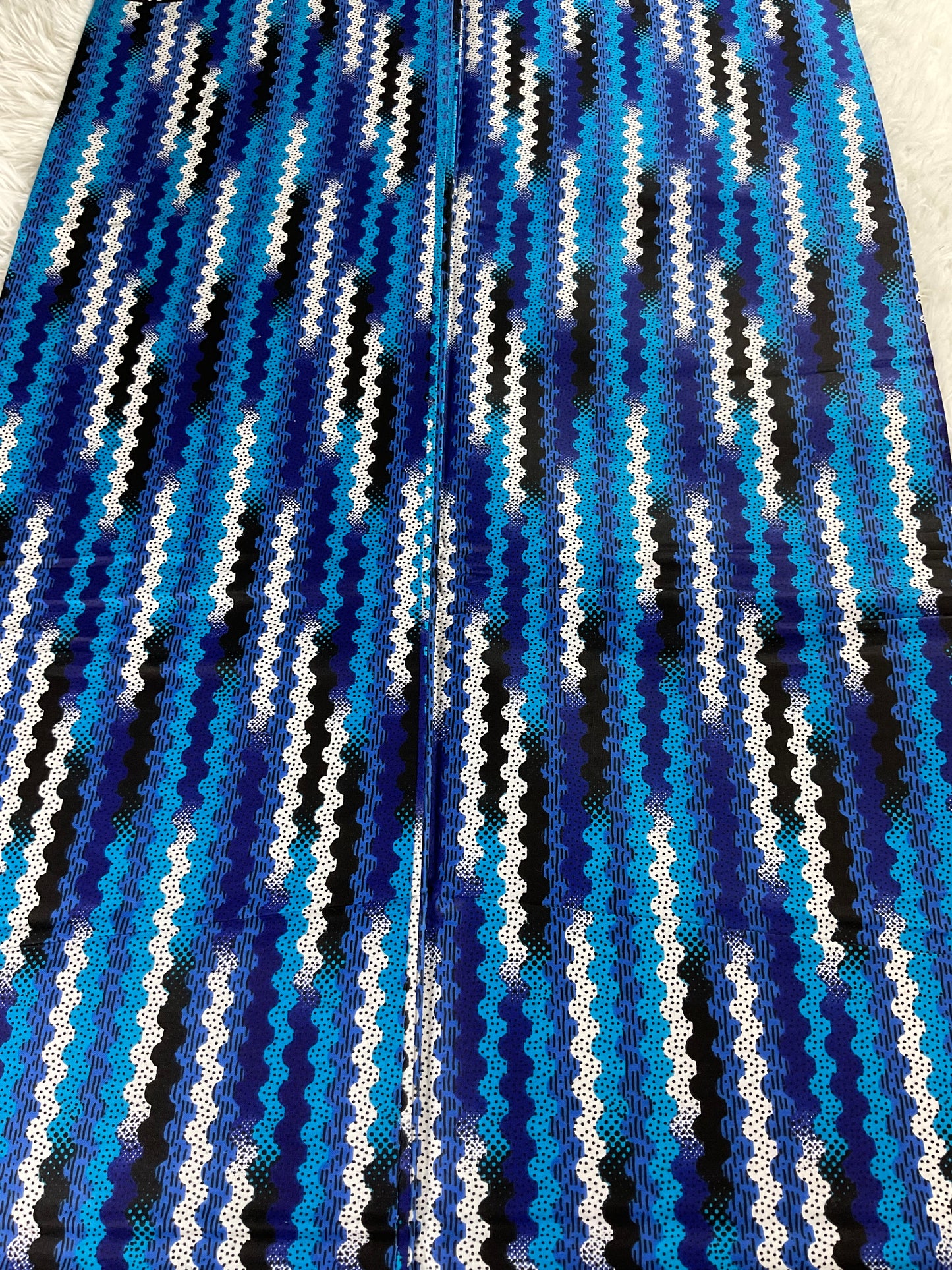 Blue White African Print Fabric/Ankara Fabric Per Yard/100% Cotton Fabric/KM72