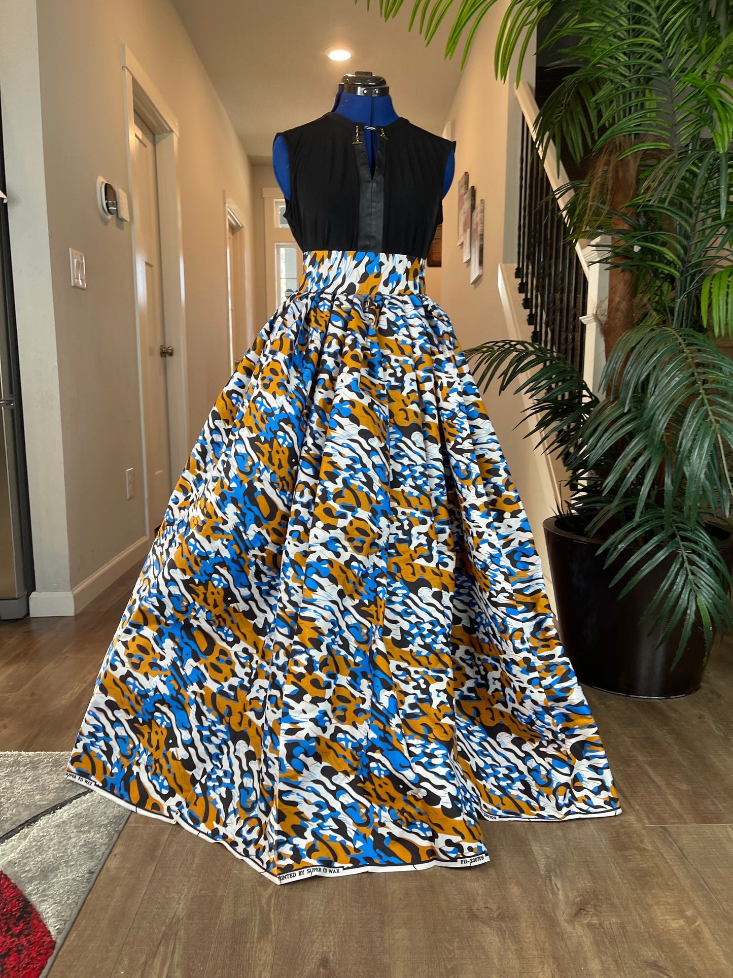 Bold Ankara High-Waist African Print Skirt – Handmade with Vibrant Wax Fabric/White Skirt