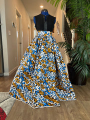Bold Ankara High-Waist African Print Skirt – Handmade with Vibrant Wax Fabric/White Skirt