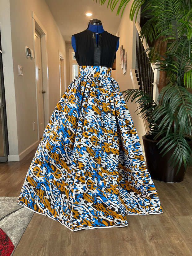 Bold Ankara High-Waist African Print Skirt – Handmade with Vibrant Wax Fabric/White Skirt