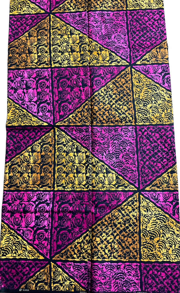 African Fabric/African Print/Ankara-Yellow Circle Square Design/Block Print Fabric/Cotton Fabric/Quilt Fabric/MK908X