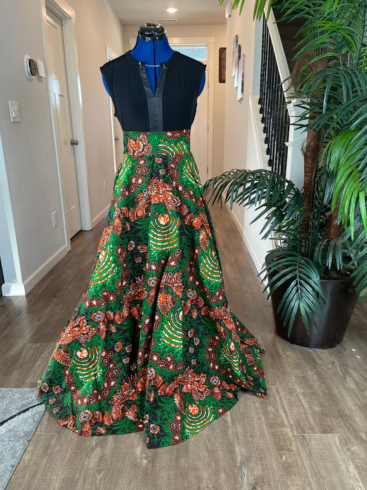 Green and Red Floral African Skirt/African Clothing For Women/Ankara Skirt.QT15