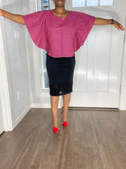 African clothing for women/ African blouse/African cape top/plus size African Pink top/ Full flare blouse/summer top/Ankara Blouse