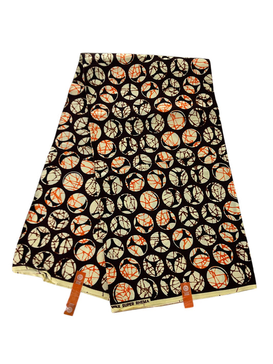 African Print Fabric/Ankara Print 6 Yards/By The Yard/Brown Cream Fabric/KM10k