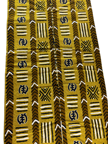 African Print Fabric/Cotton Ankara 100%/Gold Black White Color/African Clothing/KM1