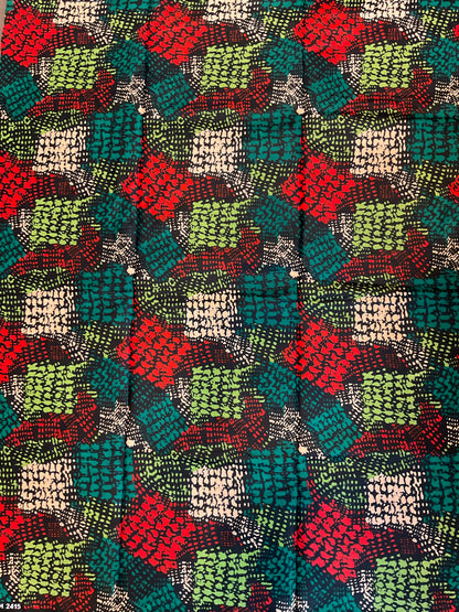 African fabric/Ankara fabric/Ankara fabric/KM109/African Print/African Wax/Green and Red Ankara