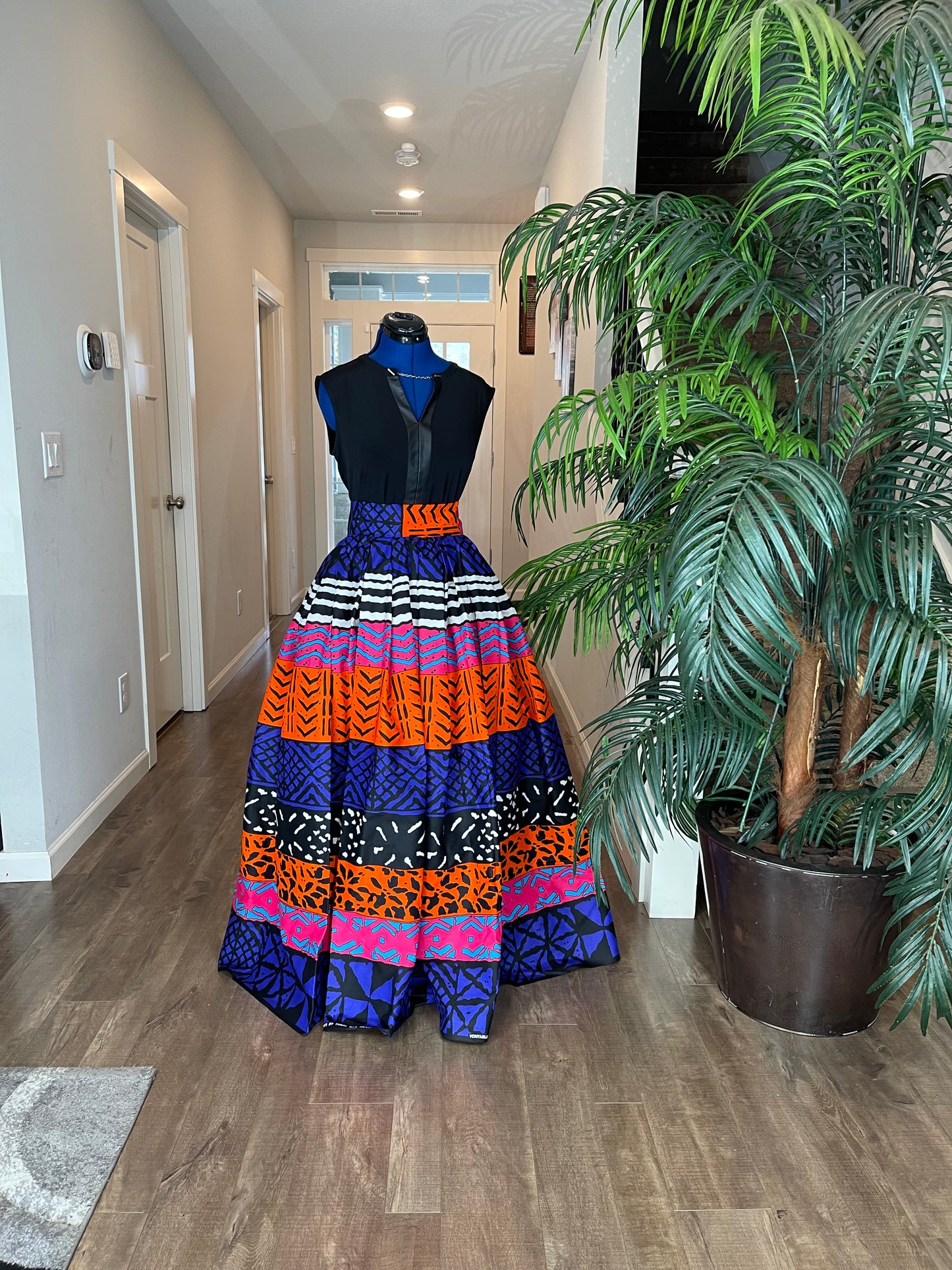 African Skirt/Ankara Skirt/Pink Orange And Blue Skirt/African Clothing.