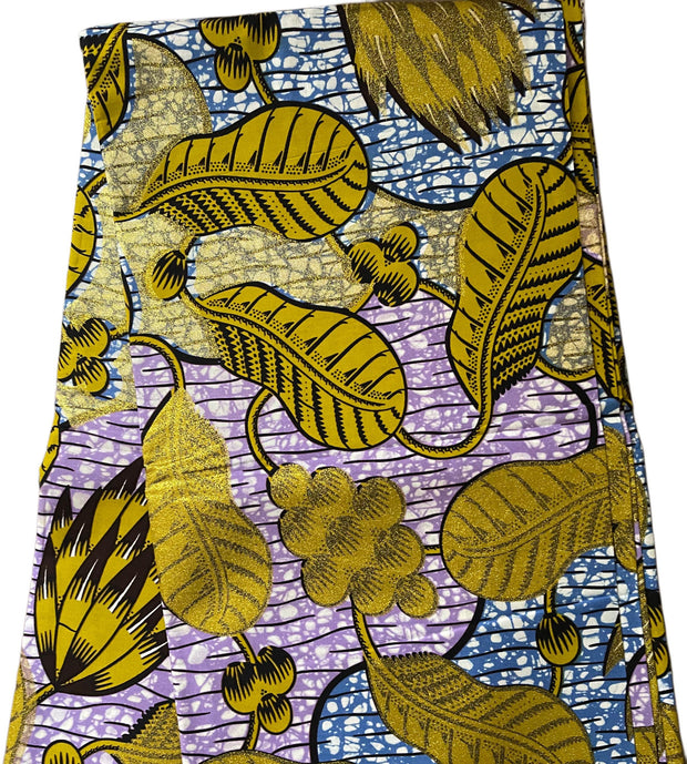 African Fabric/Ankara-Gold Pink Blue Color/African Print/KM10