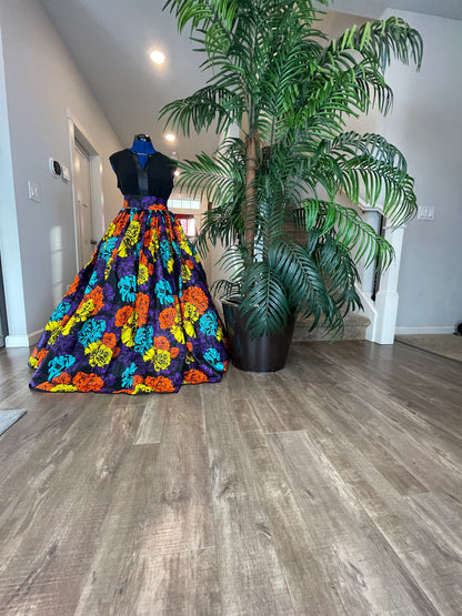 purple and Orange Floral African Skirt/African Clothing For Women/Ankara Skirt.QT5