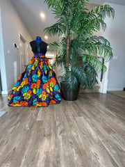 purple and Orange Floral African Skirt/African Clothing For Women/Ankara Skirt.QT5