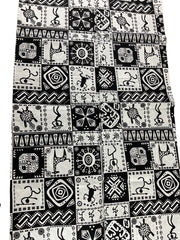 African Fabric/Ankara-White and Black Color/Tribal Print/KM57/Africanwaxprint