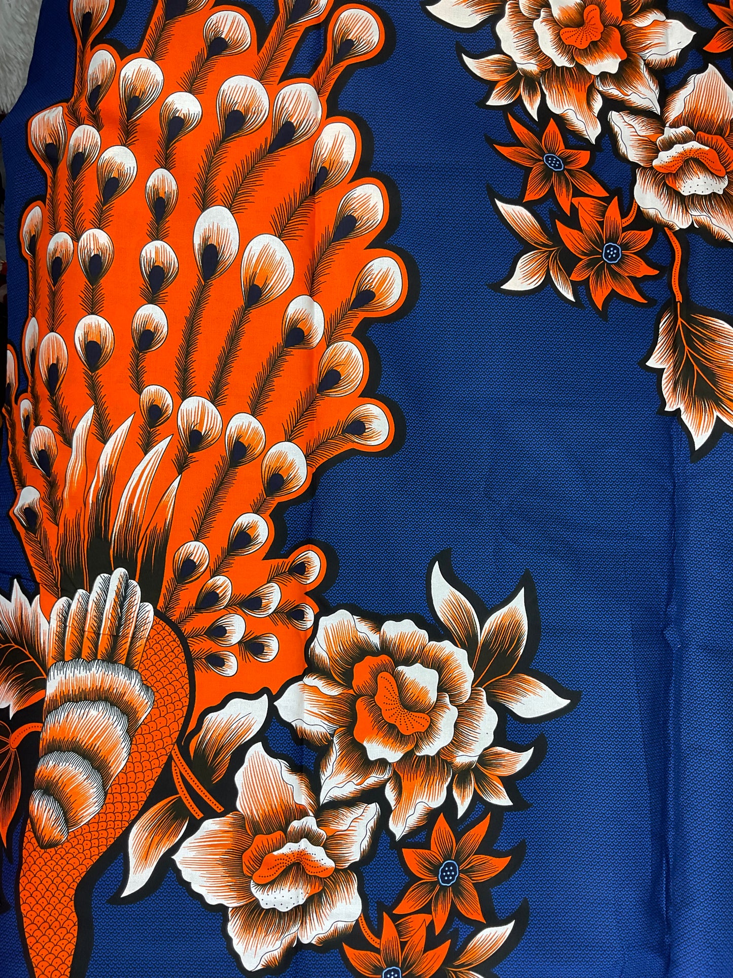 African fabric/Ankara fabric/ Danshiki/Danshiki fabric/African print/Ankara fabric for dress/ African textile for crafts/African Print/KM57/African Fabrics/Blue and Orange Fabric