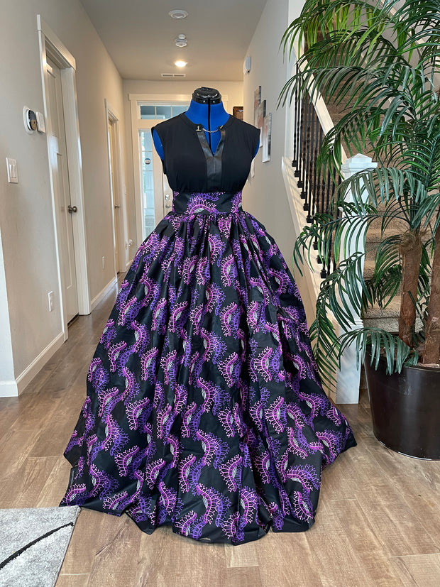 Purple and Pink Floral African Skirt/African Clothing For Women/Ankara Skirt.QT7