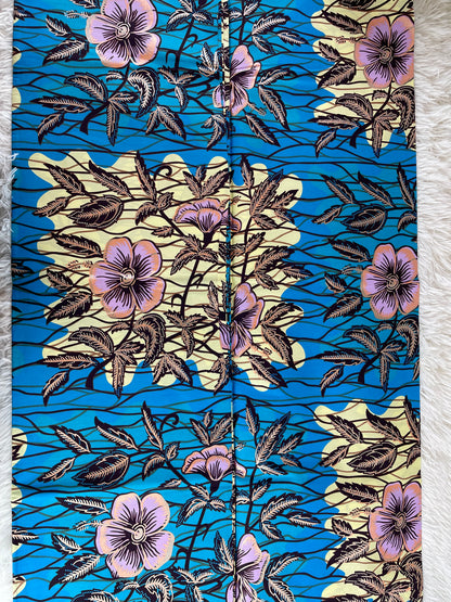 African Fabric/Ankara-Blue Pink Cream Color/African Clothing /KM10