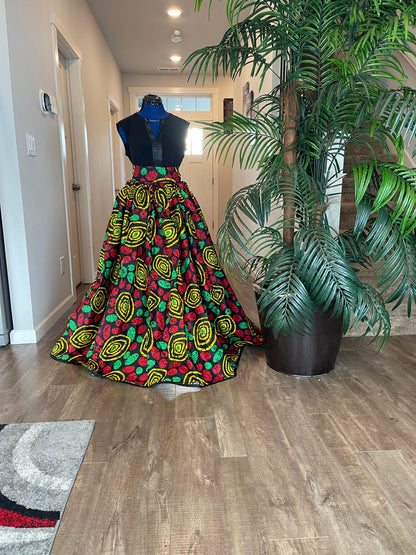 Green and Red African Skirt/African Clothing For Women/Ankara Skirt.QT8