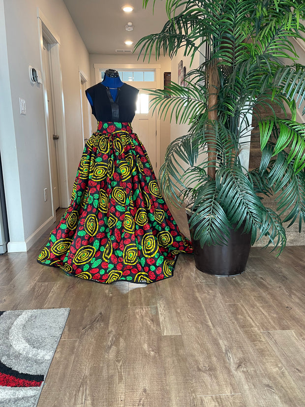 Green and Red African Skirt/African Clothing For Women/Ankara Skirt.QT8