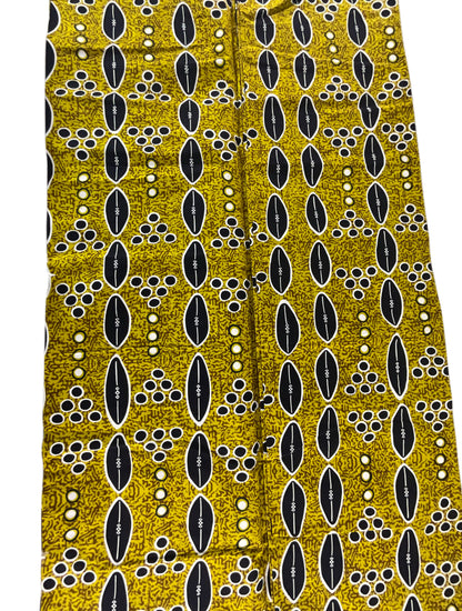 Mustard Black African print fabric/Ankara fabric/100% Cotton Fabric By The Yard/KM10k