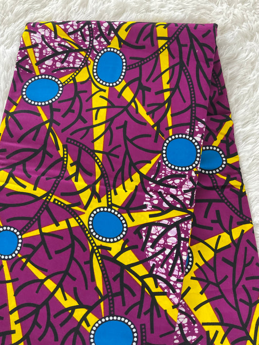 African fabric/Ankara fabric/ Danshiki/Danshiki fabric/African print/Ankara fabric for dress/ Burgundy,Blue and Yellow African Fabric.