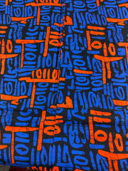 African Fabric/Ankara Fabric/African Prints/Danshiki Fabric/Kente/Blue and Orange African Fabric