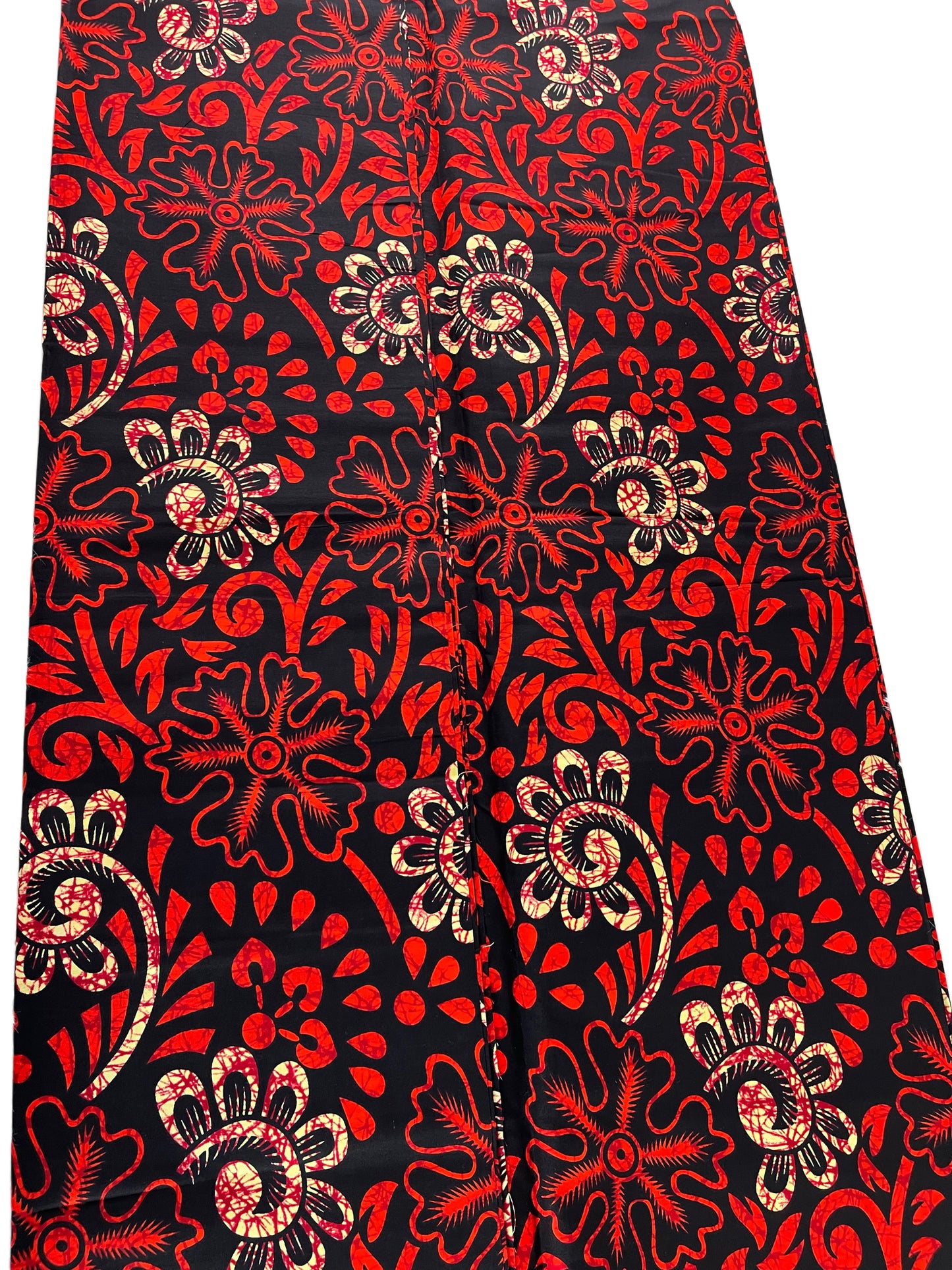 African Fabric/Ankara-Orange and Cream Color/By The Yard/KM670