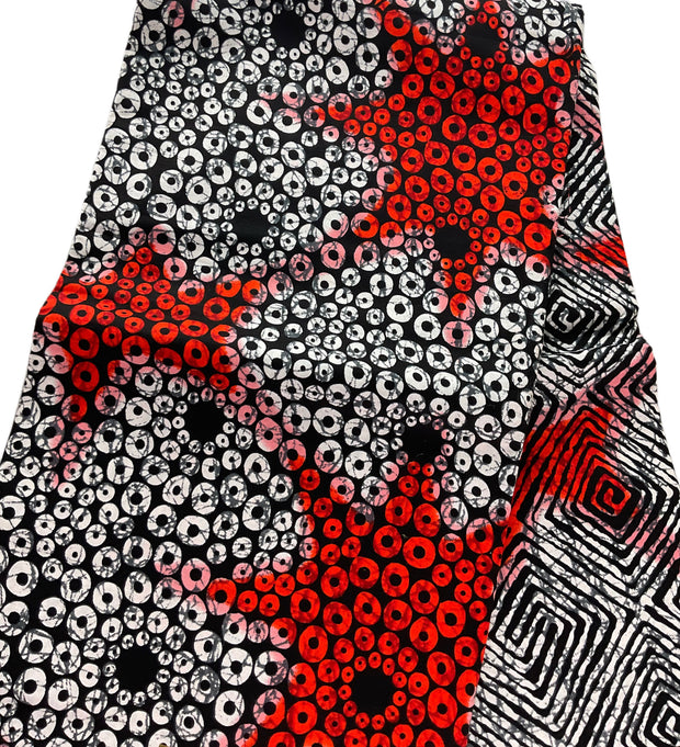 African Fabric/Ankara-White and Red Color/African print/African Clothing/AK03