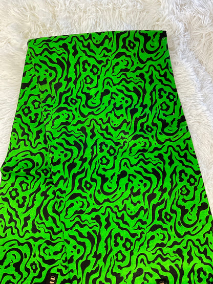 Ankara fabric/African fabric/Ankara fabric/Danshiki fabric/African print/Ankara fabric for dress/ African textile for crafts/Green and Black Ankara/KM72