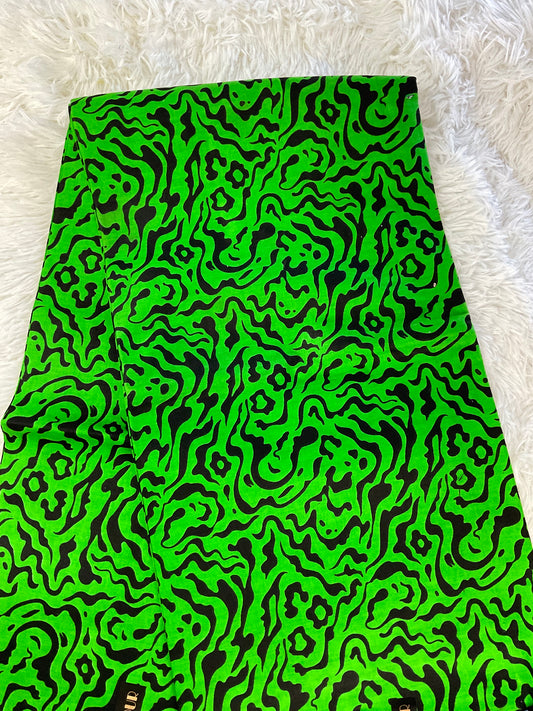 Ankara fabric/African fabric/Ankara fabric/Danshiki fabric/African print/Ankara fabric for dress/ African textile for crafts/Green and Black Ankara/KM72