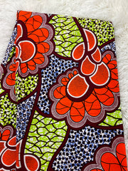 African fabric/Ankara fabric/ Danshiki/Danshiki fabric/African print/Ankara fabric for dress/ African textile for crafts/African print for sewing/KM10/Orange African Fabric