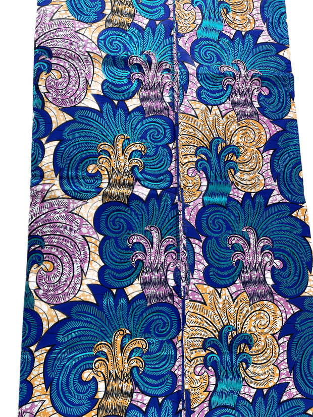African fabric/Ankara-Blue Pink Gold Color/African Clothing/AK01