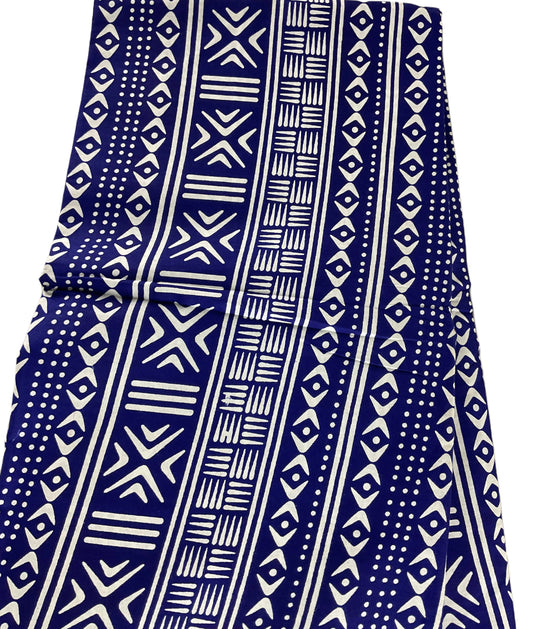 Blue and White African Fabric/African prints/ Ankara fabric/ Wax print/ African fabric for decor/ African fabric for crafts/African headwrap/MK604