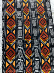 African Fabric/Ankara-Brown Black White Color/Tribal Print/AK09/