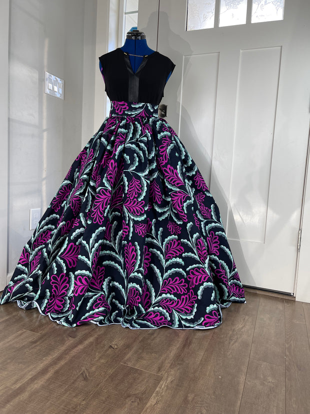 White and Pink Floral African Skirt/African Clothing For Women/Ankara Skirt.QT4