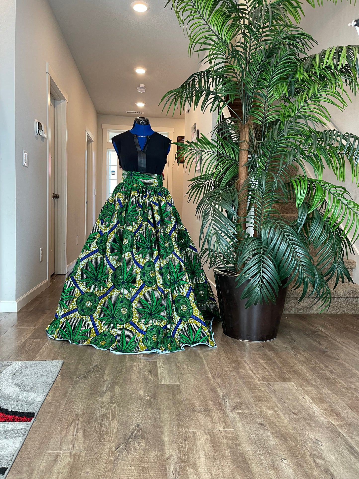 Green and White African Skirt/African Clothing For Women/Ankara Skirt.QT11