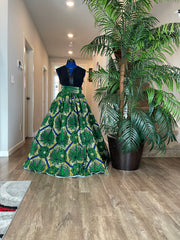 Green and White African Skirt/African Clothing For Women/Ankara Skirt.QT11