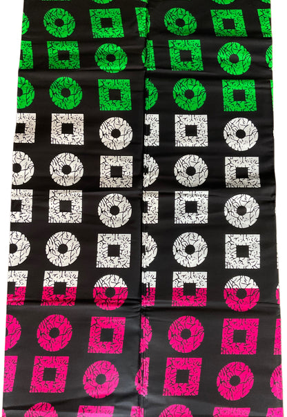 African fabric/Ankara fabric/ Danshiki/Danshiki fabric/African print/Ankara fabric for dress/ African textile for crafts/African Print/KM57/Black Pink Green African Fabrics
